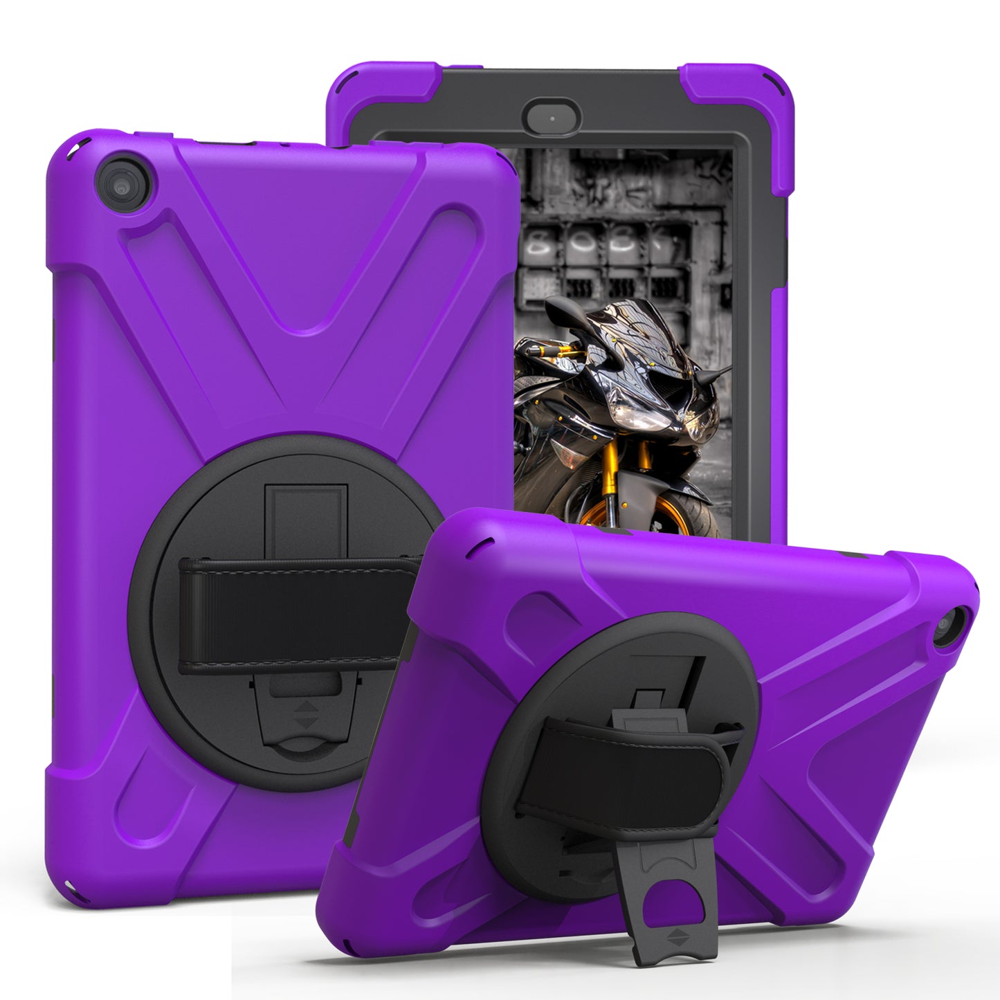 Pirate King Amazon Kindle Fire 8 (2017) Case 360 Rotating Stand Holder Shoulder Strap