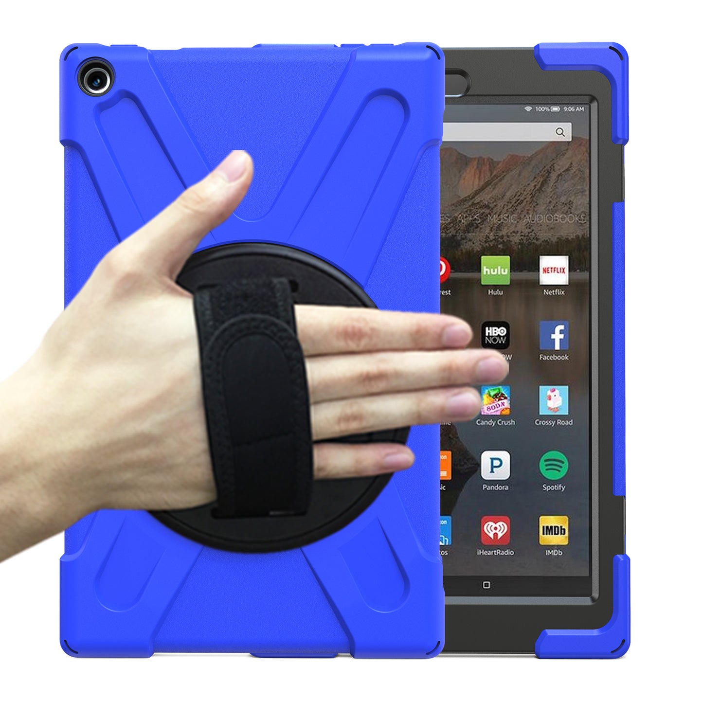 Pirate King Amazon Kindle Fire HD 10 (2018) Case 360 Rotating Stand with Hand Holder Shoulder Strap