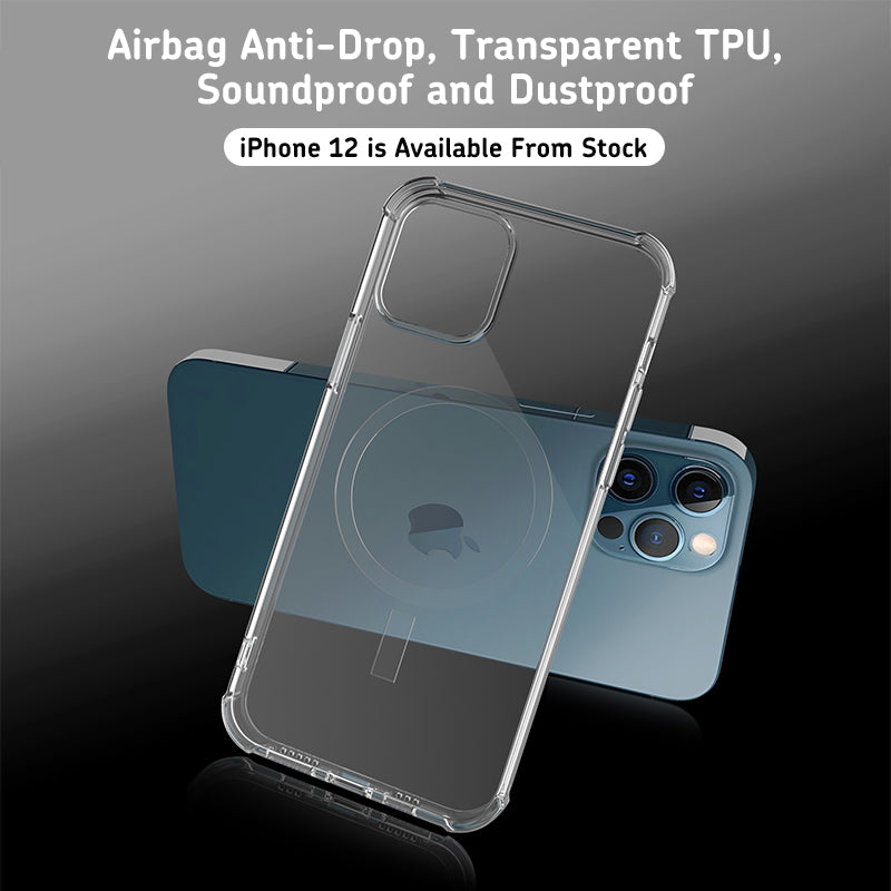 Transparent Magsafe iPhone 14 TPU Case Rotating Soundproof Airbag Anti-Drop