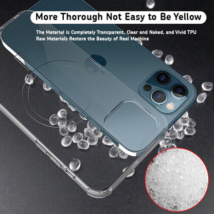 Transparent Magsafe iPhone 14 Pro Max TPU Case Rotating Soundproof Airbag