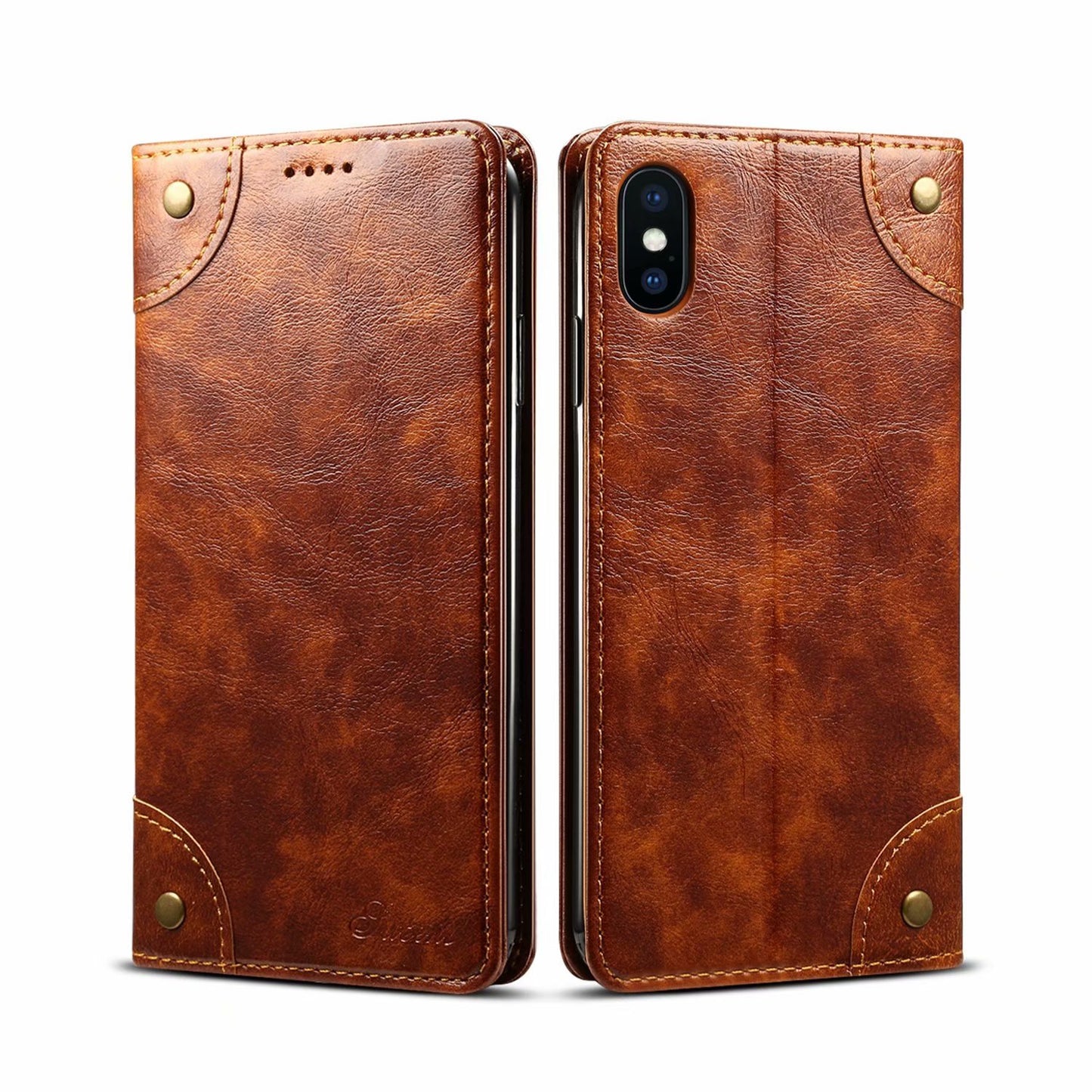 Baroque iPhone Xs Max Leather Case Magtic Flip Wallet Stand Business RFID