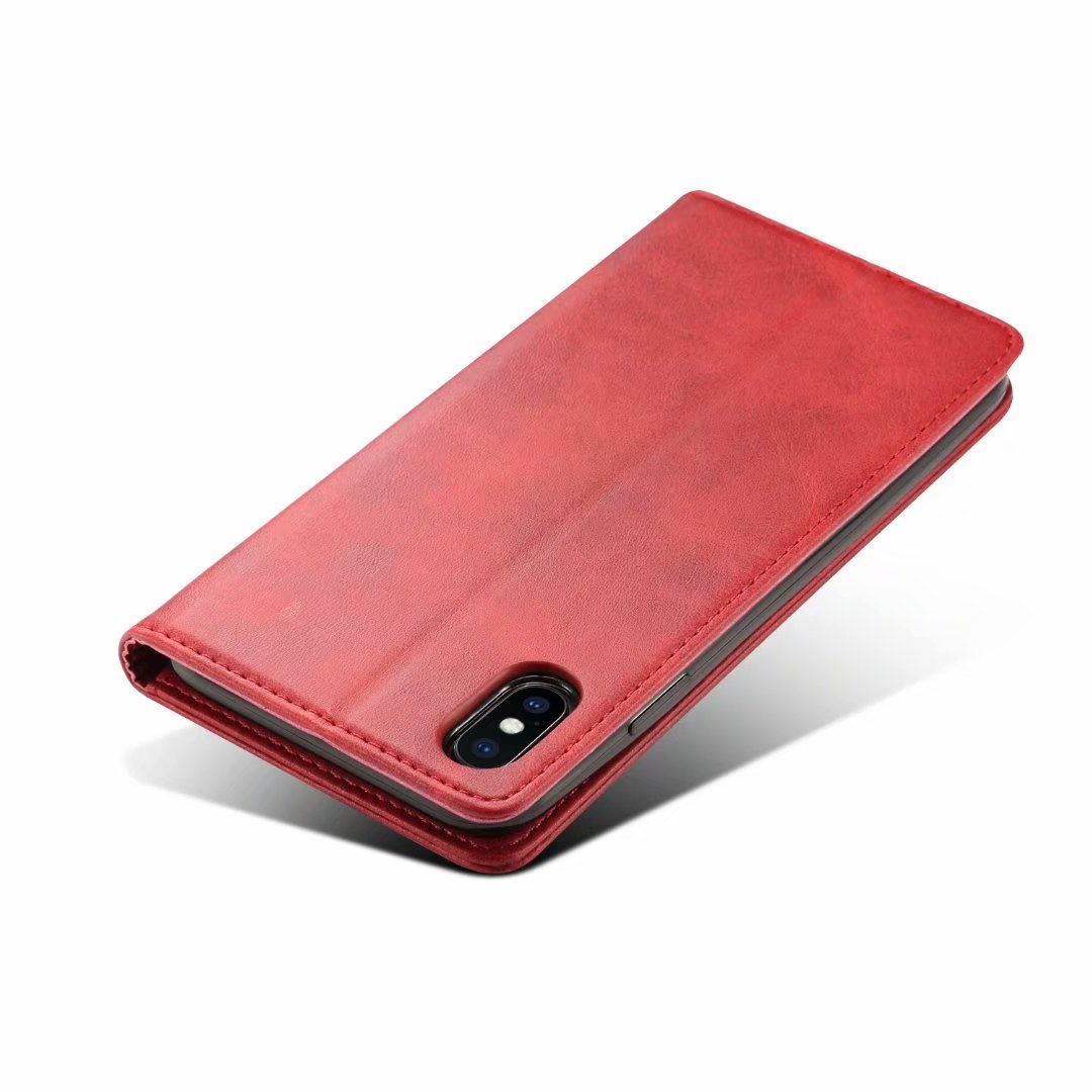 Simple Wallet iPhone Xs Max Leather Case RFID Anti-lost Magtic Stand Business