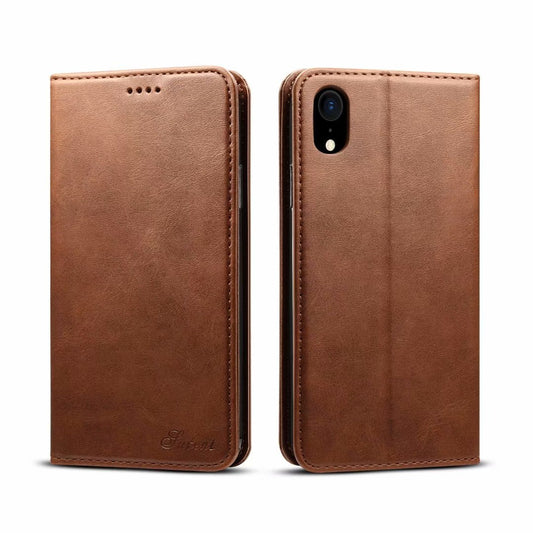 Simple Wallet iPhone XR Leather Case RFID Anti-lost Magtic Stand Business