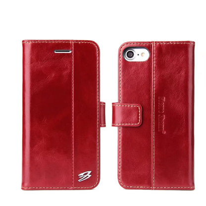 West Gun iPhone SE (2020) Genuine Leather Case Classical Wallet Stand