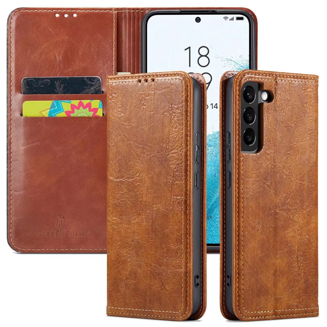 Artificial Tree Leather Galaxy S22+ Case Retro Wallet Stand Deluxe