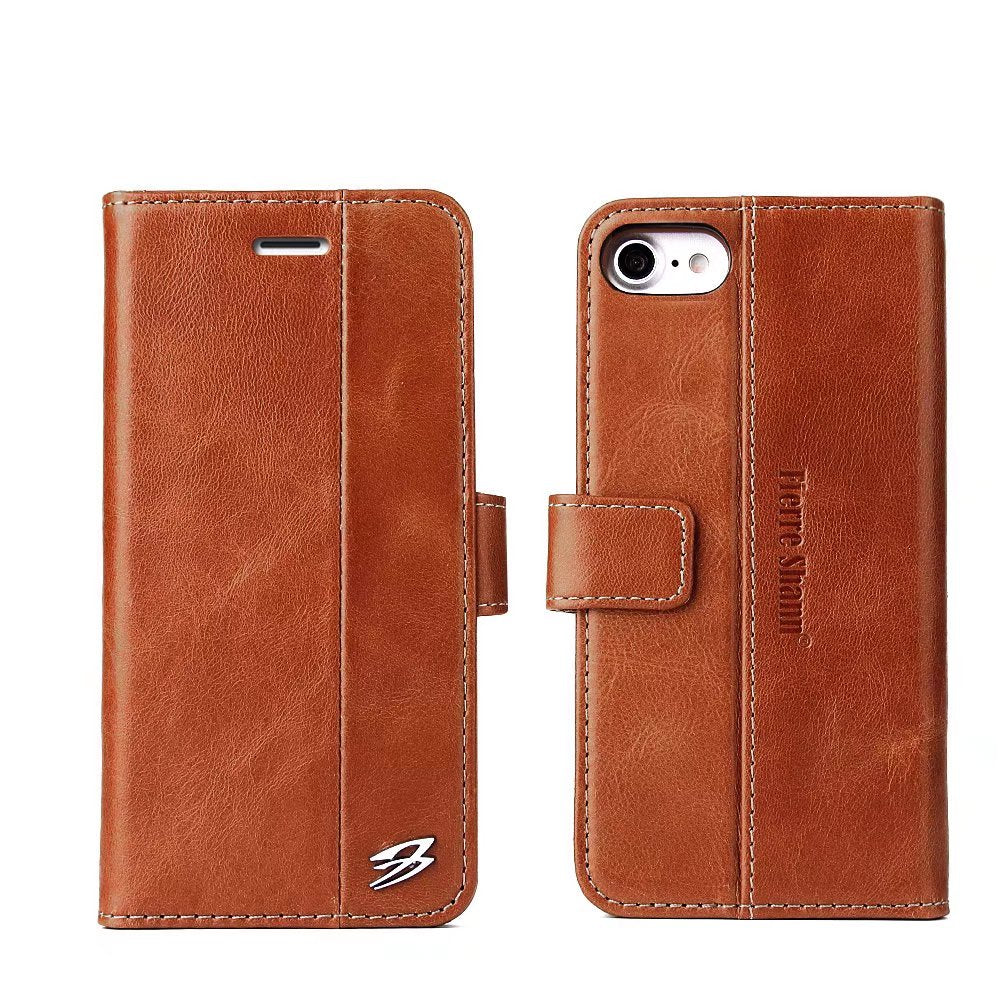 West Gun iPhone SE (2022) Genuine Leather Case Classical Wallet Stand