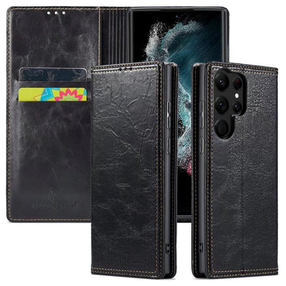 Artificial Tree Leather Galaxy S22 Ultra Case Retro Wallet Stand Deluxe