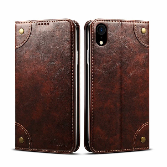 Baroque iPhone XR Leather Case Magtic Flip Wallet Stand Business RFID