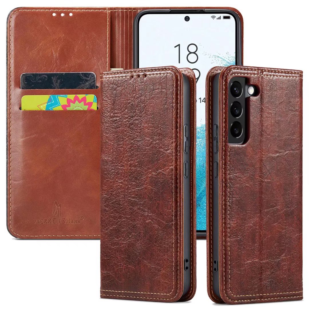 Artificial Tree Leather Galaxy S22+ Case Retro Wallet Stand Deluxe