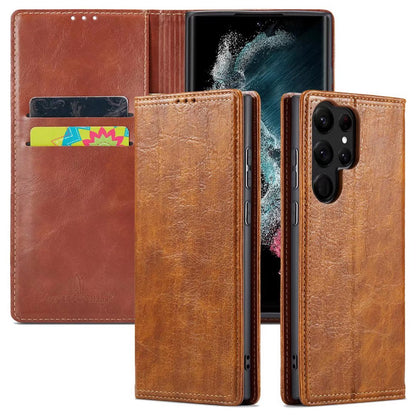 Artificial Tree Leather Galaxy S22 Ultra Case Retro Wallet Stand Deluxe