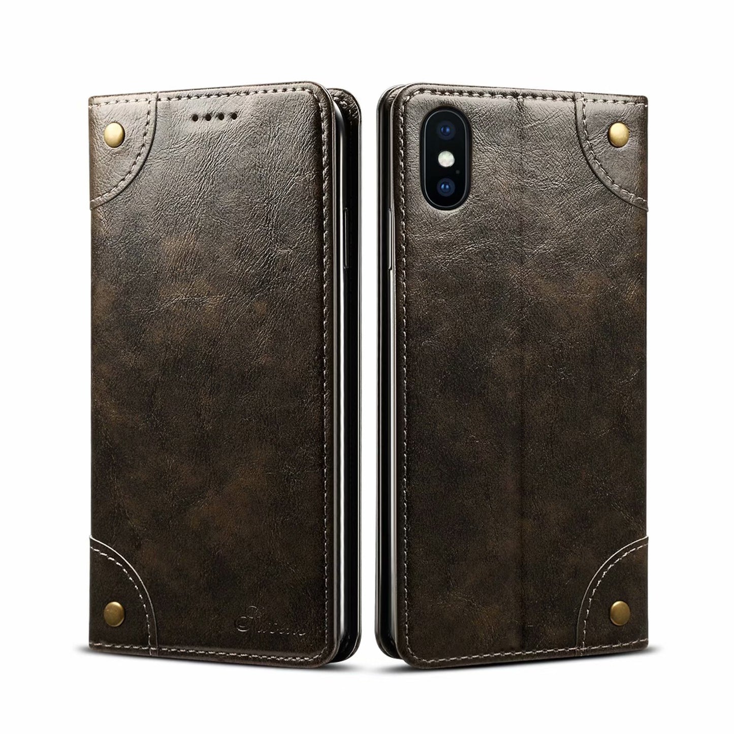 Baroque iPhone Xs Max Leather Case Magtic Flip Wallet Stand Business RFID