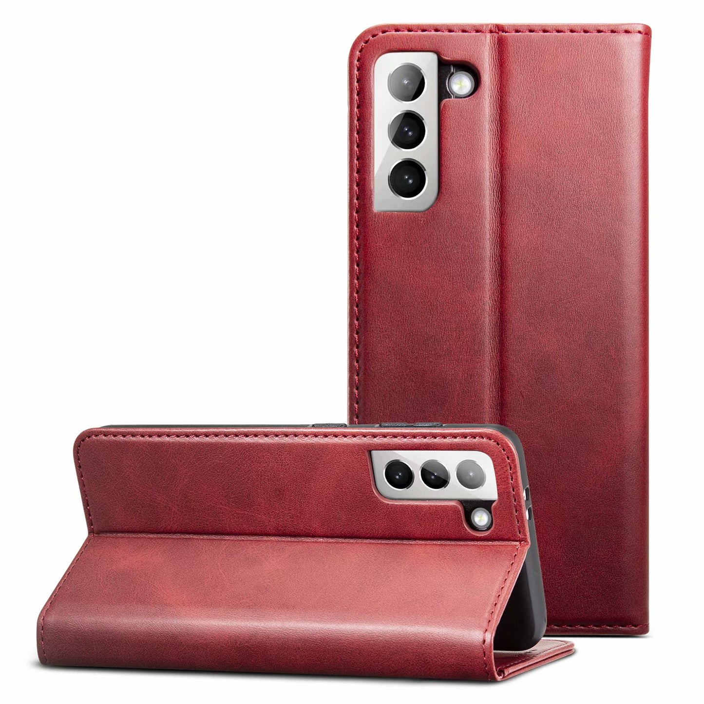 Simple Wallet Galaxy S21 FE Leather Case RFID Anti-lost Magtic Stand Business