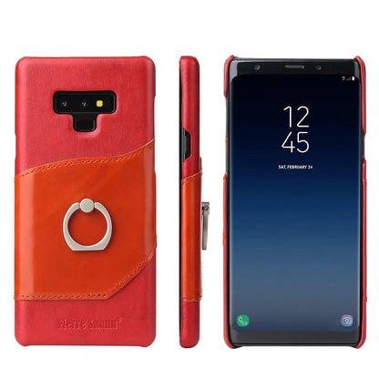 Mighty Knight Galaxy Note9 Genuine Leather Cover Build-in Ring Holder Kickstand