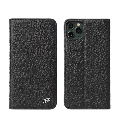 Crocodile Deluxe iPhone 11 Pro Max Genuine Leather Case Wallet Stand Business