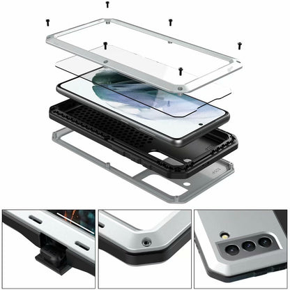 Tank Military Galaxy S21 Metal Case Anti-fall 360 Degree Full Protection 4-In-1