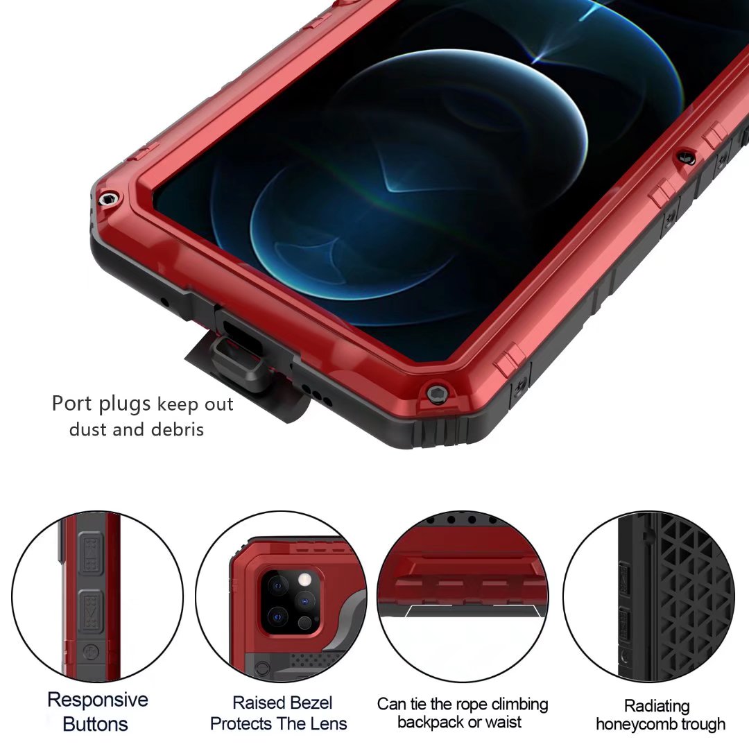 Wolf Warrior Apple iPhone 12 Pro Waterproof Case Metal 360 Degree Full Protection 4-In-1 Diving 2M