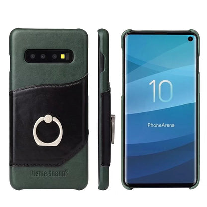 Mighty Knight Galaxy S10+ Genuine Leather Cover Build-in Ring Holder Kickstand