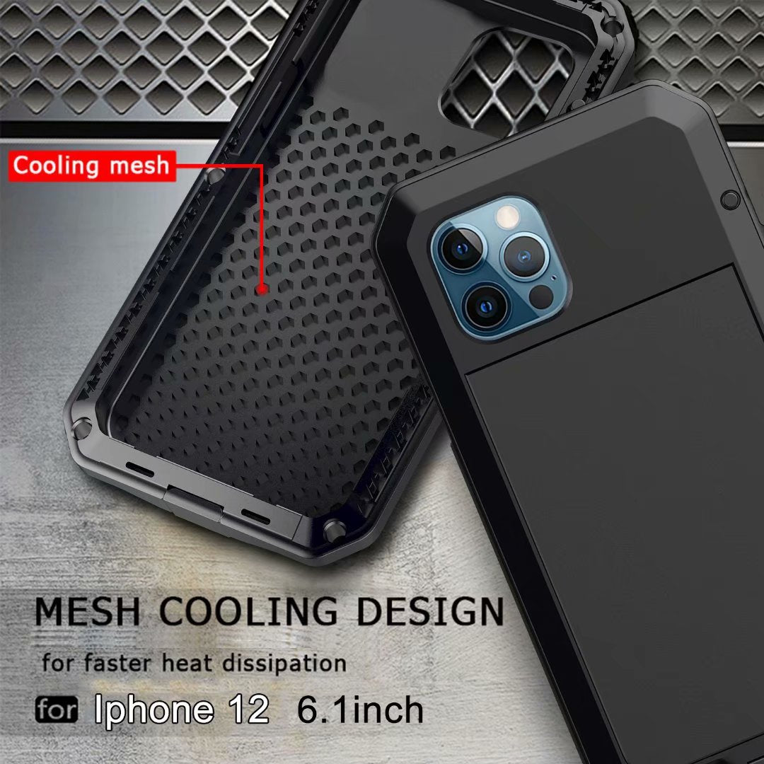 Tank Military iPhone 12 Metal Case Anti-fall 360 Degree Full Protection 4-In-1