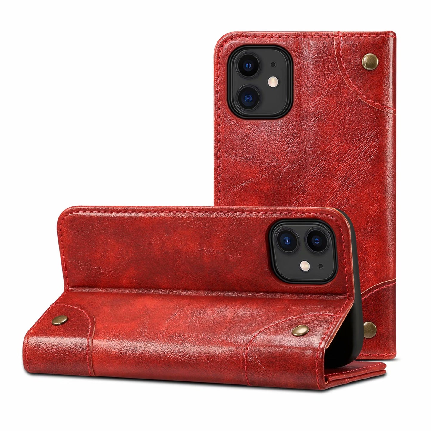 Baroque iPhone 12 Mini Leather Case Magtic Flip Wallet Stand Business RFID