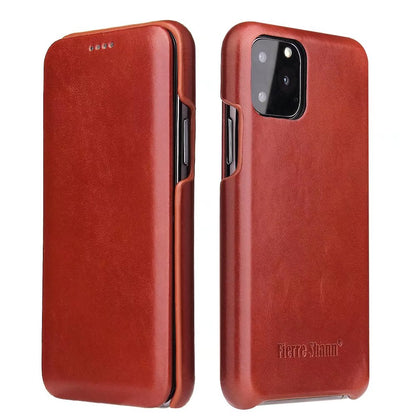 Flip Shape iPhone 11 Pro Max Genuine Leather Case Individuality Business