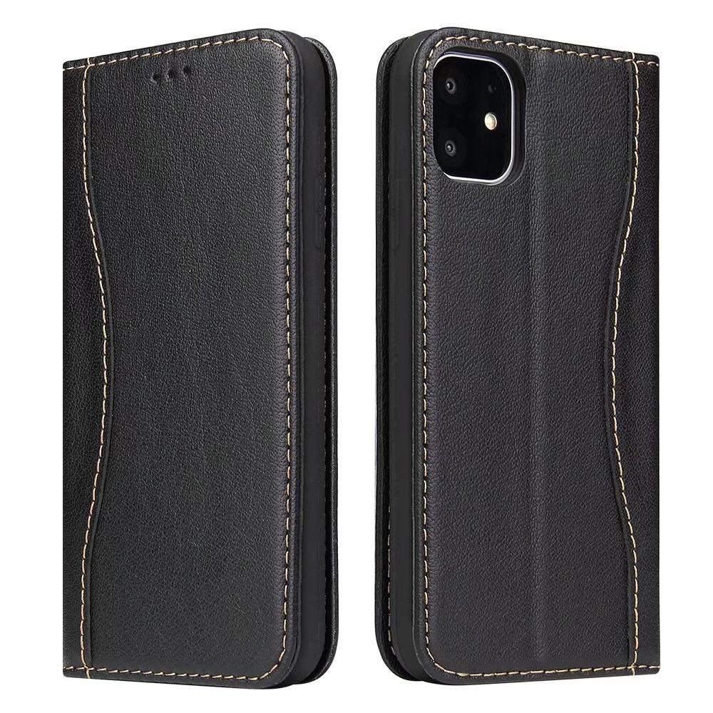 West Gun iPhone 11 Genuine Leather Case Classical Wallet Stand