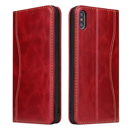 West Gun iPhone XR Genuine Leather Case Classical Wallet Stand