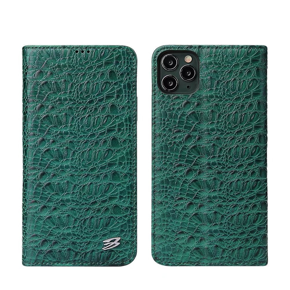 Crocodile Deluxe iPhone 11 Pro Max Genuine Leather Case Wallet Stand Business