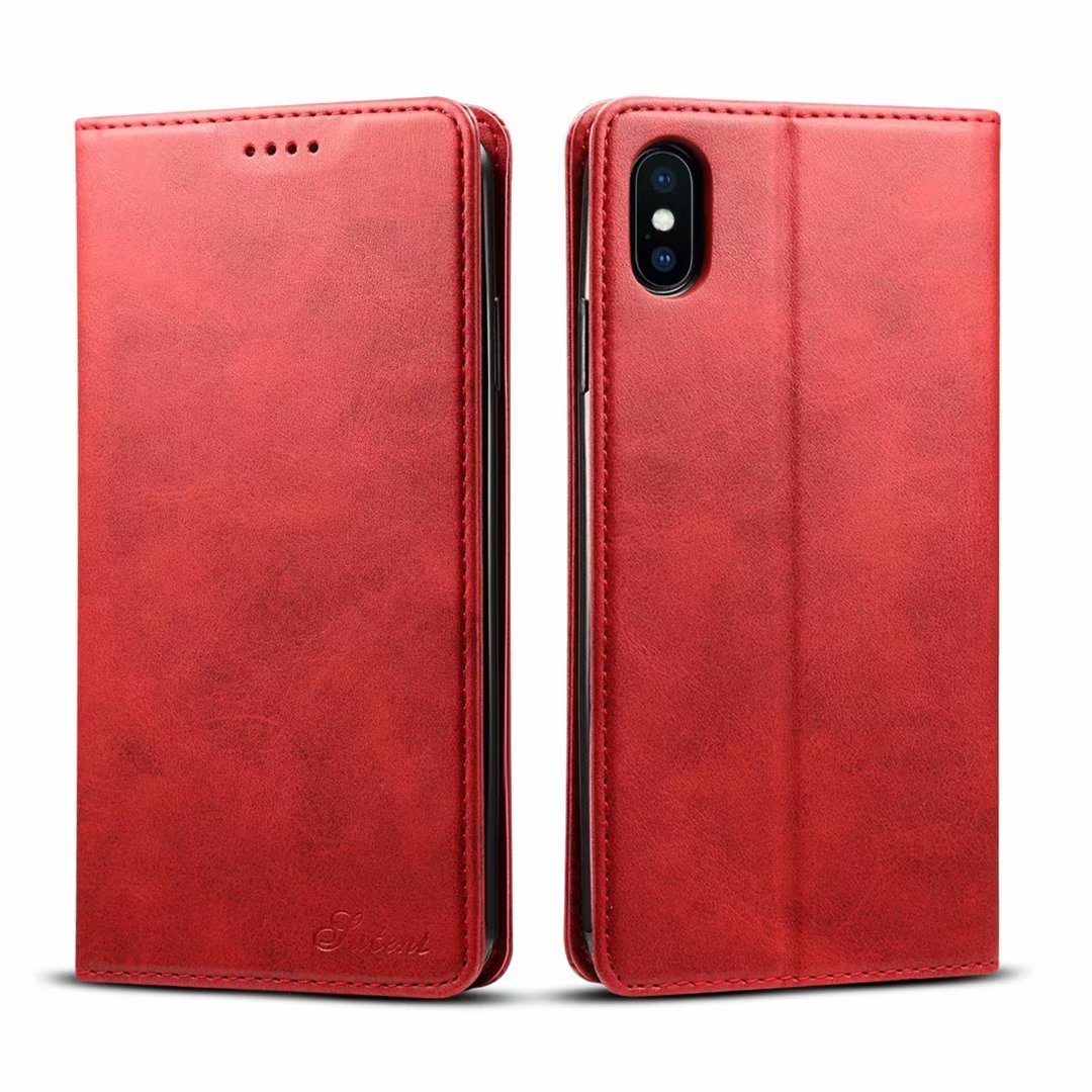 Simple Wallet iPhone Xs Max Leather Case RFID Anti-lost Magtic Stand Business