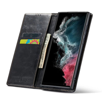 Artificial Tree Leather Galaxy S22 Ultra Case Retro Wallet Stand Deluxe