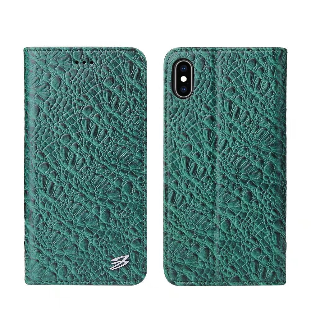 Crocodile Deluxe iPhone XR Genuine Leather Case Wallet Stand Business