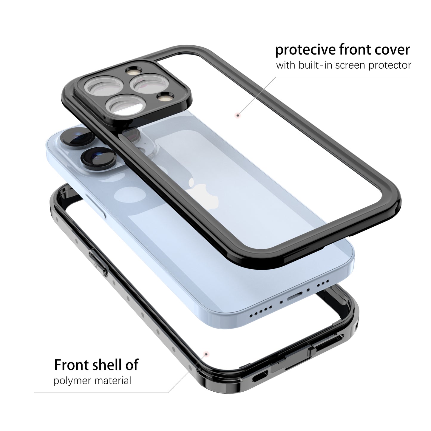 SHELLBOX Block Clear iPhone 14 Pro Waterproof Case