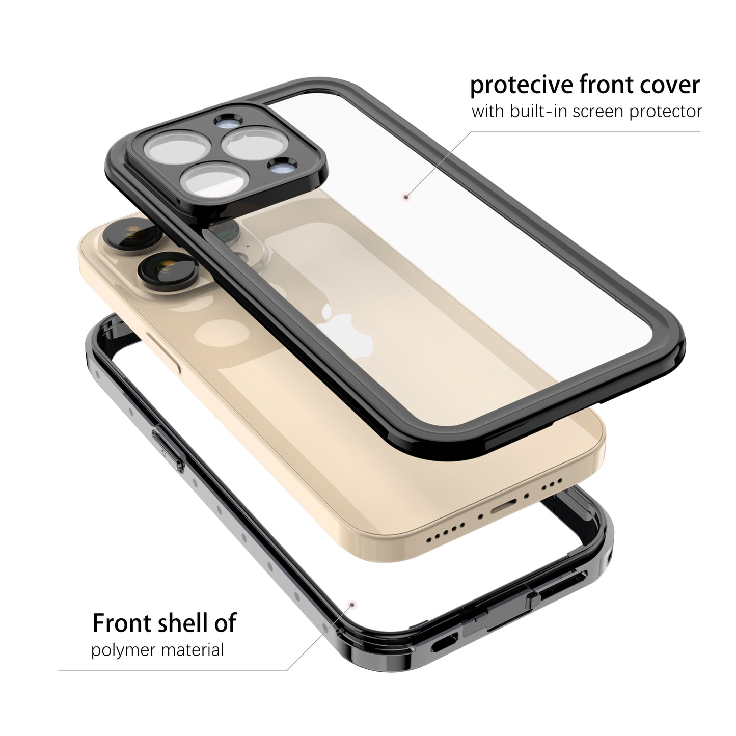 SHELLBOX Block Clear iPhone 14 Pro Max Waterproof Case