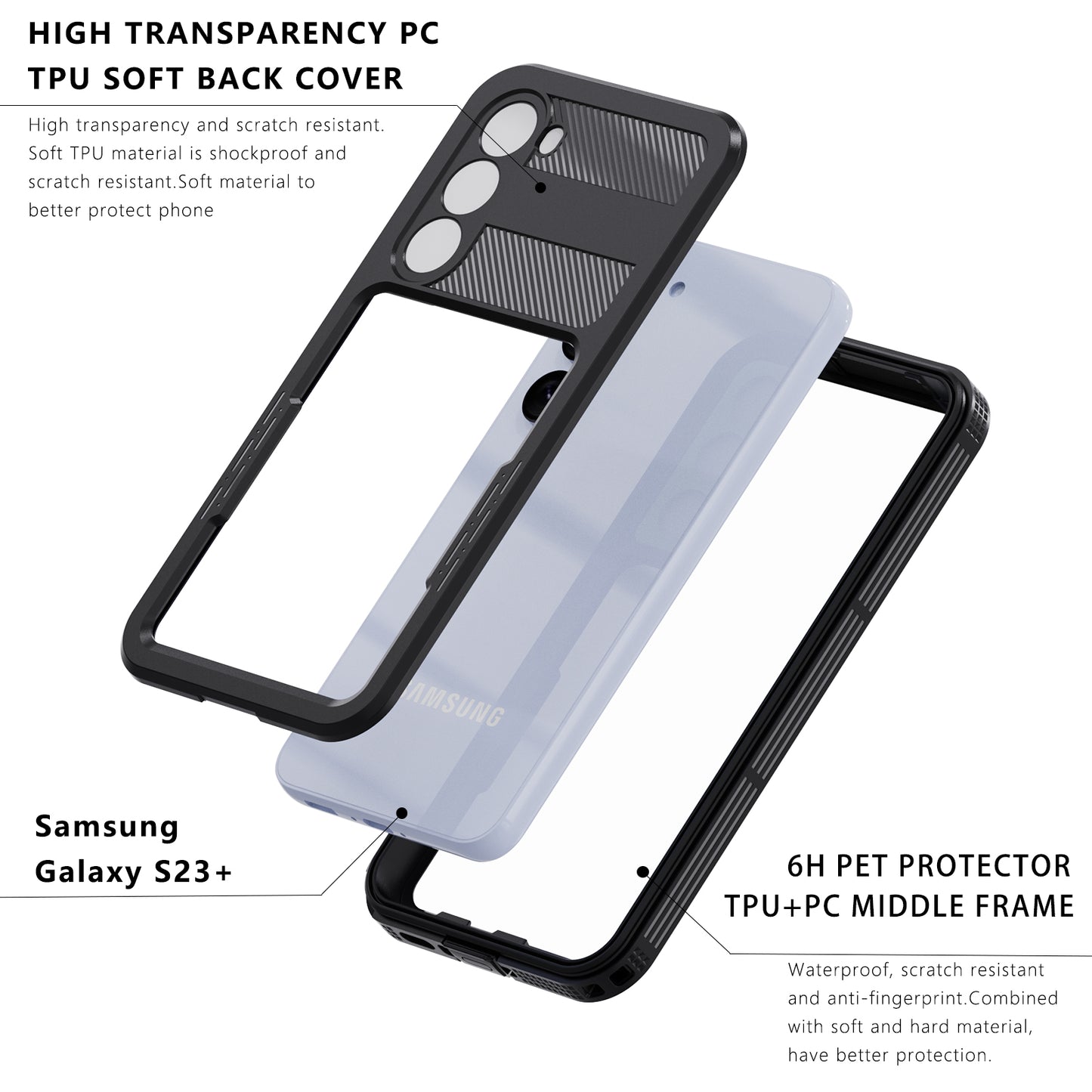 SHELLBBOX Mars Wireless Charging Galaxy S23+ Waterproof Case