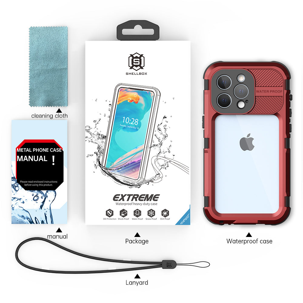 SHELLBOX Lens Protection Aluminum iPhone 13 Pro Waterproof Case