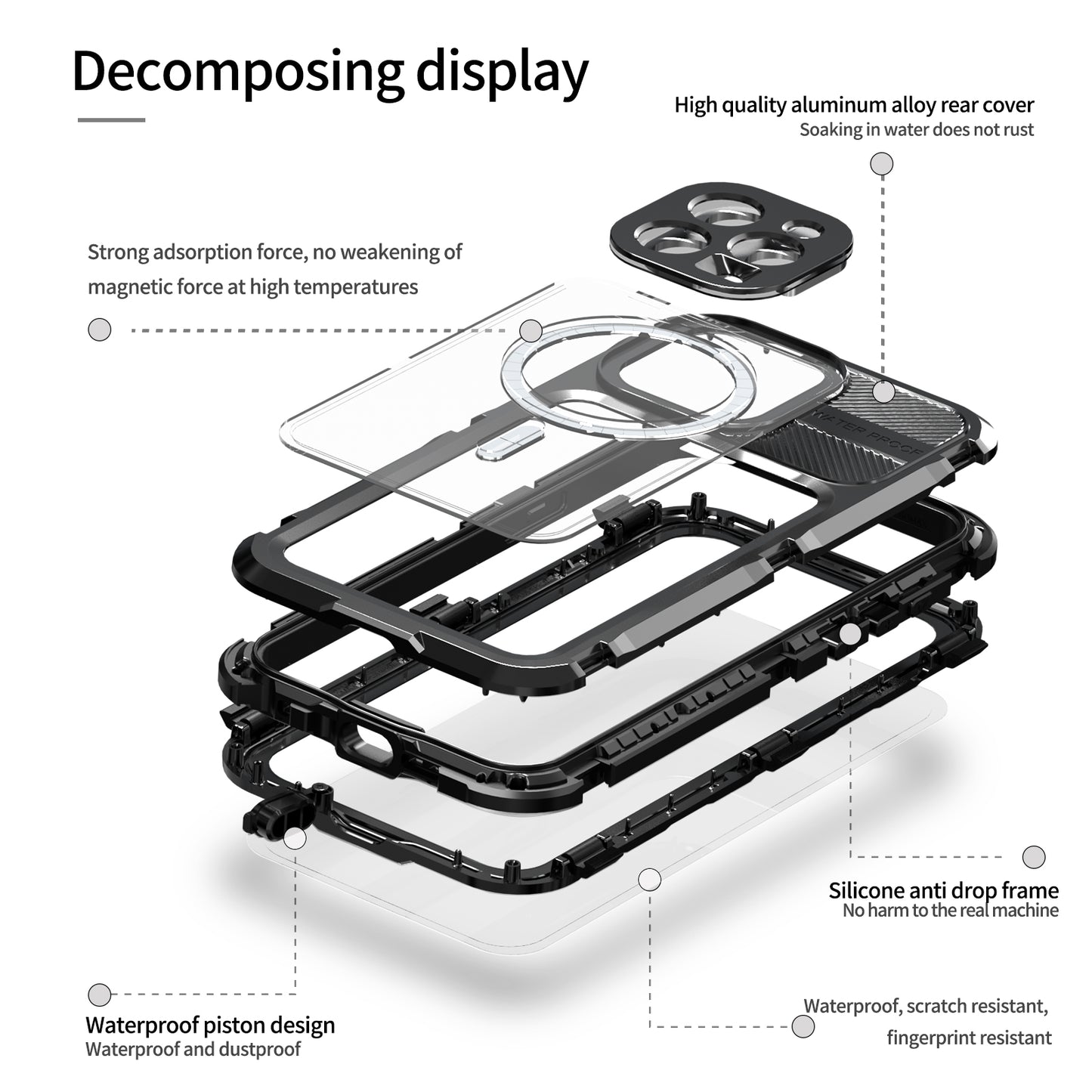 SHELLBOX Lens Protection Aluminum iPhone 15 Pro Waterproof Case