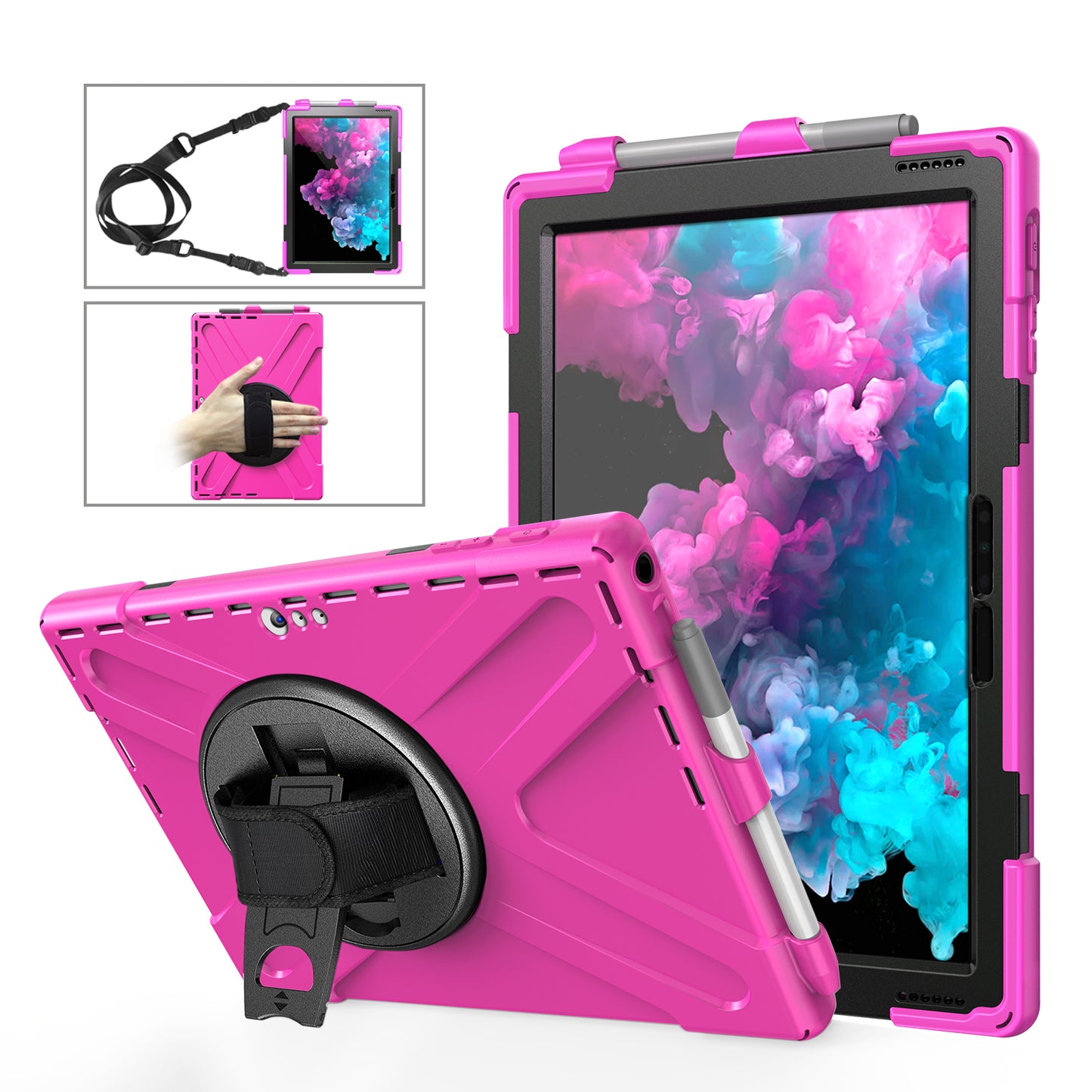 Pirate King Microsoft Surface Pro 5 Case 360 Rotating Stand Holder Shoulder Strap