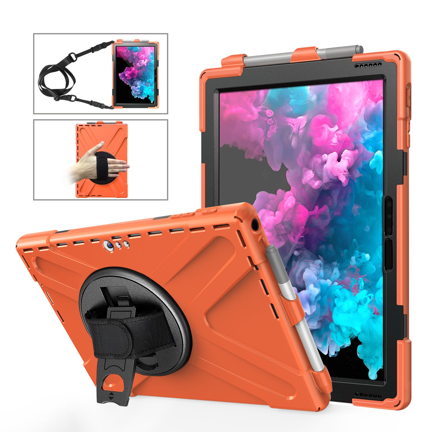 Pirate King Microsoft Surface Pro 6 Case 360 Rotating Stand Holder Shoulder Strap