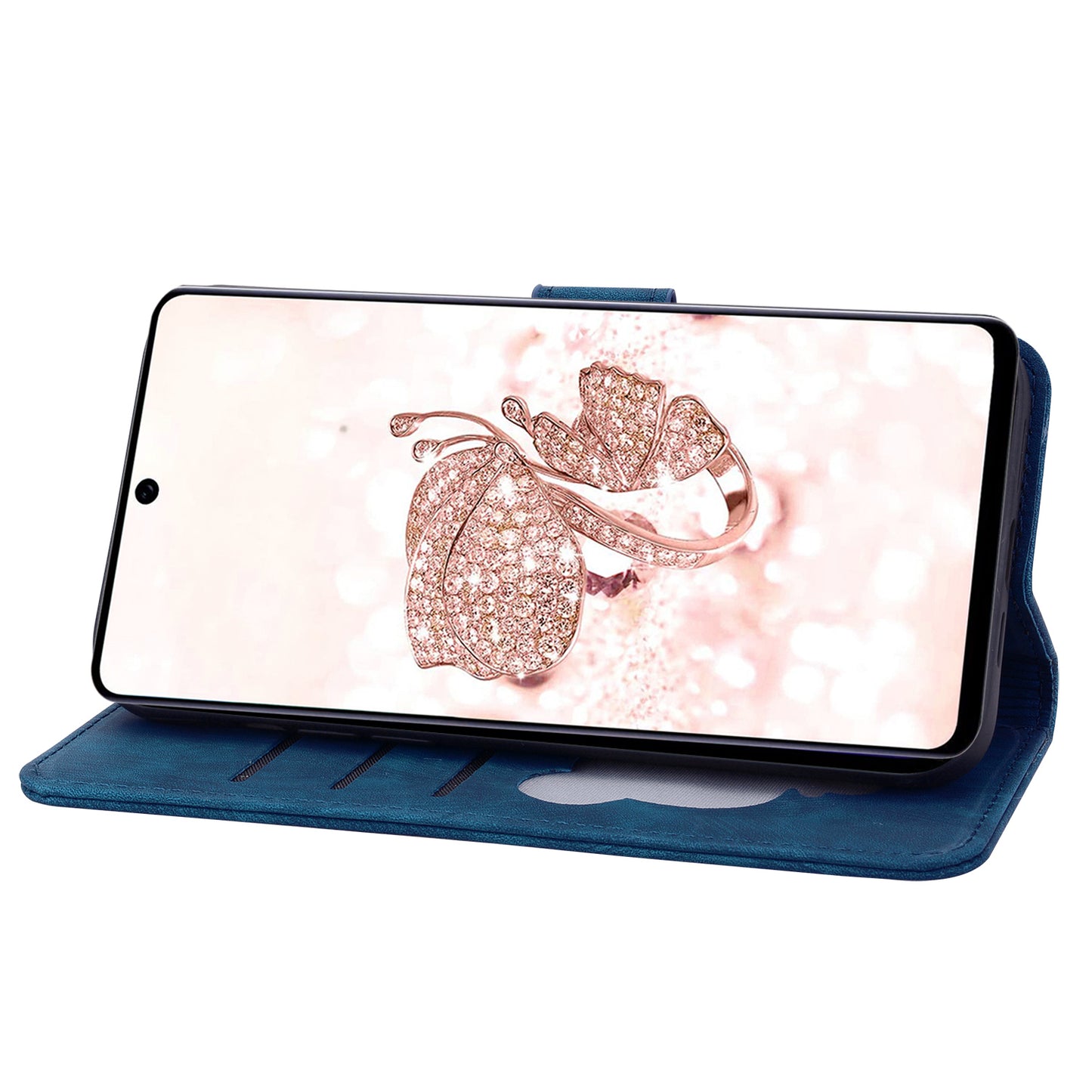 Cat Cherry Blossoms Galaxy S22 Grils Case Retro Leather Embossing Wallet Stand