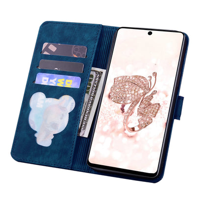 Cat Cherry Blossoms Galaxy S22 Grils Case Retro Leather Embossing Wallet Stand