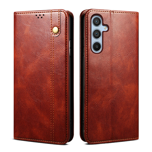 Oil Wax Leather Galaxy A54 Case Magnetic Wallet Stand Slim Classical