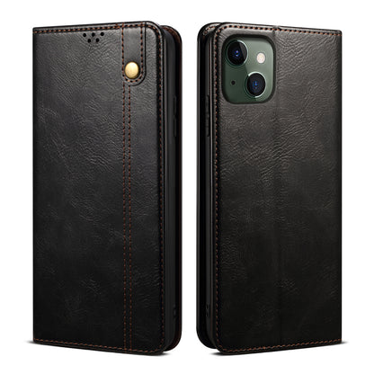 Oil Wax Leather iPhone 13 Case Magnetic Wallet Stand Slim Classical