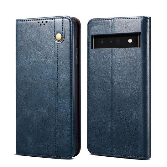 Oil Wax Leather Google Pixel 6 Pro Case Magnetic Wallet Stand Slim Classical